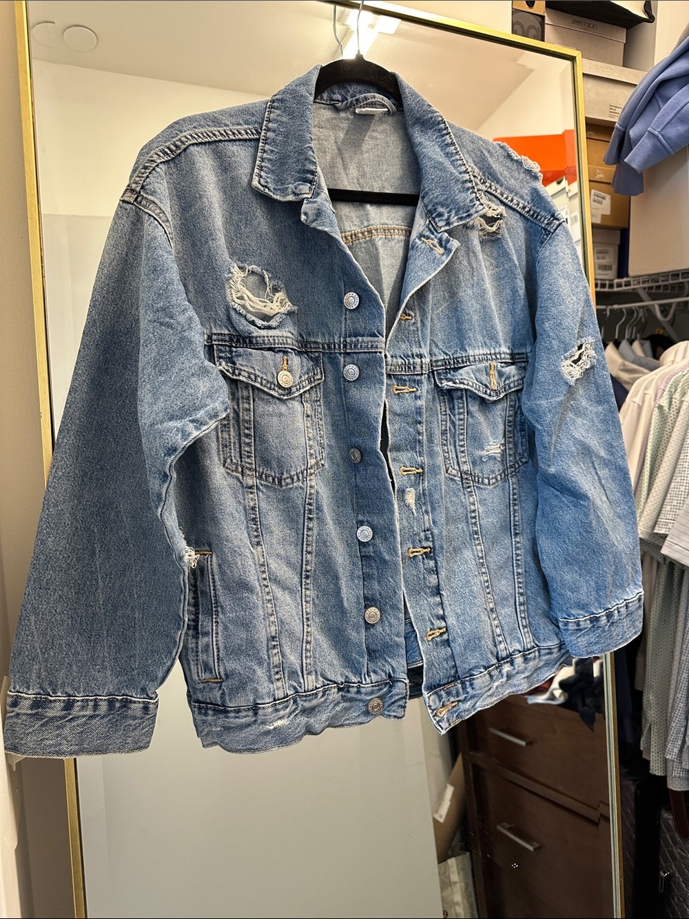 LIKE NEW Oversized & Distressed Jean Jacket